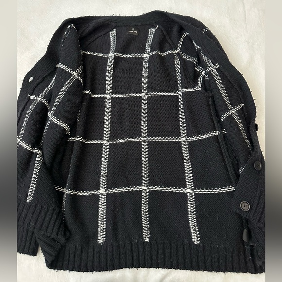 ANINE BING Kurt Cardigan Black & White Plaid Large - Picture 5 of 16